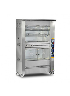 M009-E ÇİFT KATLI PİLİÇ MAKİNESİ 40&#39;LI – Elektrikli | Tamburlu | Paslanmaz Çelik | Restoran Kullanımı