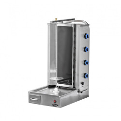 M077-3C ÜST MOTORLU CAMLI DÖNER MAKİNESİ 3 Radyanlı – Elektrikli | Paslanmaz Çelik | Cam Kapı | Restoran Kullanımı