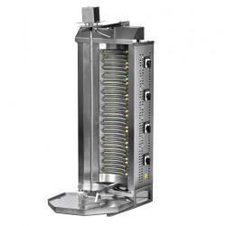 M077-3D ÜST MOTORLU DÖKÜMLÜ DÖNER MAKİNESİ 6 Isıtıcılı – Elektrikli | Paslanmaz Çelik | Restoran Kullanımı
