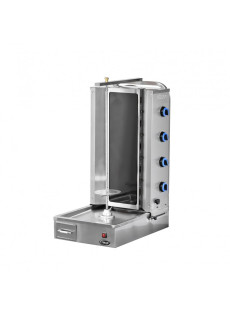M077-4E ALT MOTORLU CAMLI DÖNER MAKİNESİ 4 Radyanlı – Elektrikli | Paslanmaz Çelik | Cam Kapı | Restoran Kullanımı