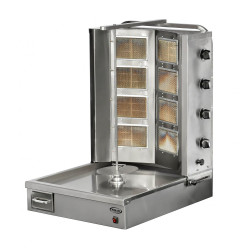 M077-4V V TİPİ DÖNER MAKİNESİ 4+4 Radyanlı – Gazlı/LPG | Paslanmaz Çelik | Restoran Kullanımı