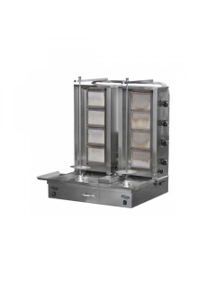 M77-4+4 ALT MOTORLU ÇİFTLİ DÖNER MAKİNESİ 4+4 Radyanlı – Gazlı/LPG | Paslanmaz Çelik | Restoran Kullanımı